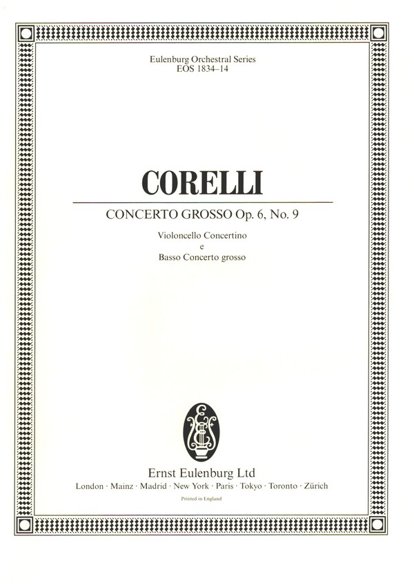 Concerto grosso F-Dur op.6,9  für 2 Violinen, Violoncello, Streicher und Bc  Violoncello/Kontrabass