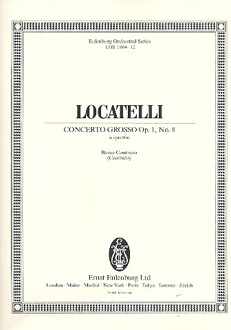 Concerto grosso f-Moll op.1,8&nbsp;&nbsp;für 2 Violinen, Viola, Violoncello und Streichorchester&nbsp;&nbsp;Basso continuo (Cembalo)