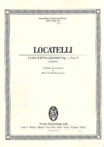 Concerto grosso f-Moll op.1,8&nbsp;&nbsp;für 2 Violinen, Viola, Violoncello und Streichorchester&nbsp;&nbsp;Violoncello/Kontrabass
