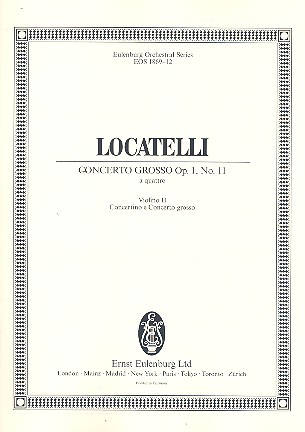 Concerto grosso op. 1,11 für 2 Violinen,&nbsp;&nbsp;für 2 Violinen, Viola, Violoncello und Streichorchester&nbsp;&nbsp;Spielpartitur Violine 2 (solo und ripieno)