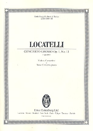 Concerto grosso op. 1,11 für 2 Violinen,&nbsp;&nbsp;für 2 Violinen, Viola, Violoncello und Streichorchester&nbsp;&nbsp;Spielpartitur Violone/Violoncello (solo und ripieno)