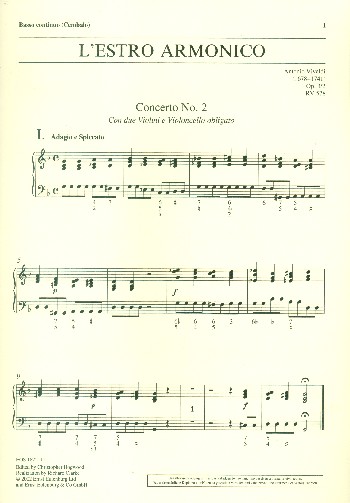 Konzert g-Moll op.3,2 RV578&nbsp;&nbsp;für 2 Violinen, Violoncello, Streicher und Bc&nbsp;&nbsp;Cembalo