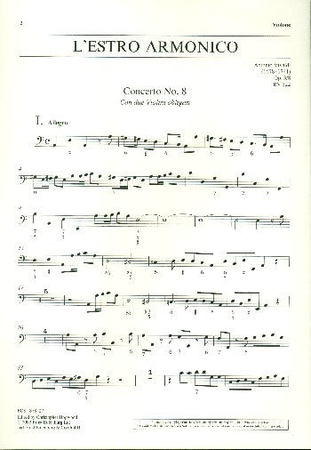 Konzert a-Moll op.3,8 L'Estro Armonico RV522&nbsp;&nbsp;für 2 Violinen, Streicher und Bc&nbsp;&nbsp;Kontrabass