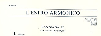 Konzert E-Dur L'Estro Armonico op.3,12 RV265&nbsp;&nbsp;für Violine, Streicher und Bc&nbsp;&nbsp;Violine 2