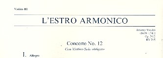 Konzert E-Dur L'Estro Armonico op.3,12 RV265&nbsp;&nbsp;für Violine, Streicher und Bc&nbsp;&nbsp;Violine 3