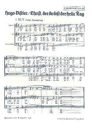Christ der du bist der helle Tag op.6,1  für gem Chor (SAM), 2 Violinen und Bc  Chorpartitur