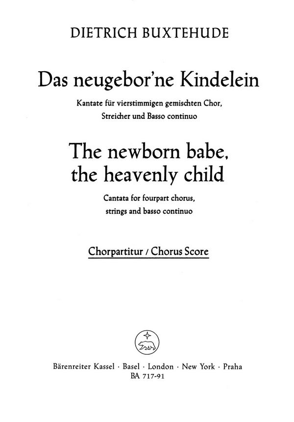 Das neugeborene Kindlein BuxWV13&nbsp;&nbsp;für gem Chor und Bc&nbsp;&nbsp;Chorpartitur