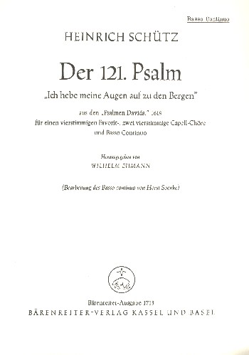 Ich hebe meine Augen auf zu den Bergen SWV31&nbsp;&nbsp;für Favorit-, 2 gem Capell-Chöre und Bc&nbsp;&nbsp;Basso Continuo