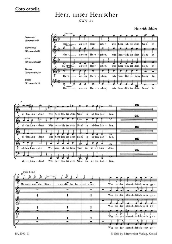 Herr unser Herrscher SWV27&nbsp;&nbsp;für 2 gem Chöre und Bc (Instrumente ad lib)&nbsp;&nbsp;Cappellchor