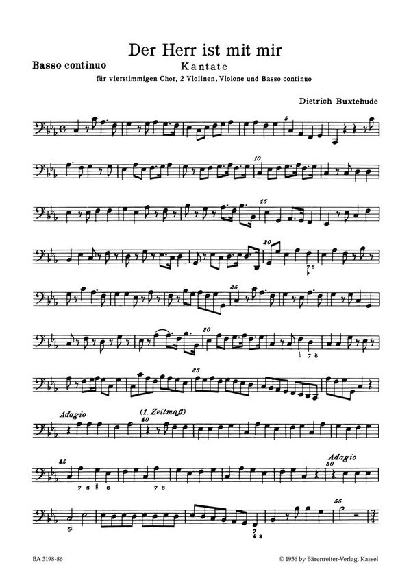 Buxtehude, Dietrich Der Herr ist mit mir&nbsp;&nbsp;Kantate BuxWv 15&nbsp;&nbsp;Stimme(n) Bc/Vc