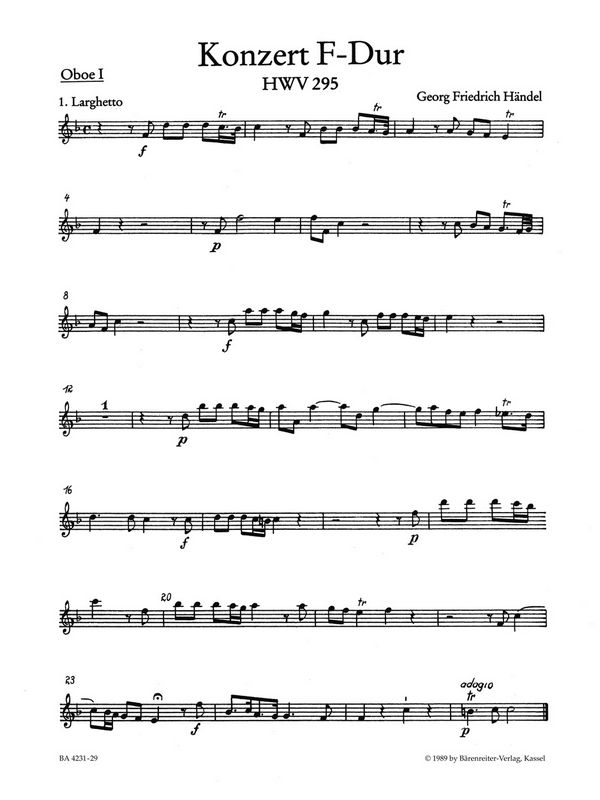 Orgelkonzert&nbsp;&nbsp;Konzert für Orgel (Cembalo) und Orchester. Oboenstimme nach der Handsc&nbsp;&nbsp;Stimme(n), Urtextausgabe Ob1