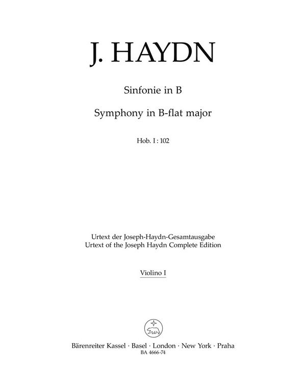 Haydn, Joseph Londoner Sinfonie&nbsp;&nbsp;: Hob.I:102&nbsp;&nbsp;Stimme(n), Urtextausgabe V1