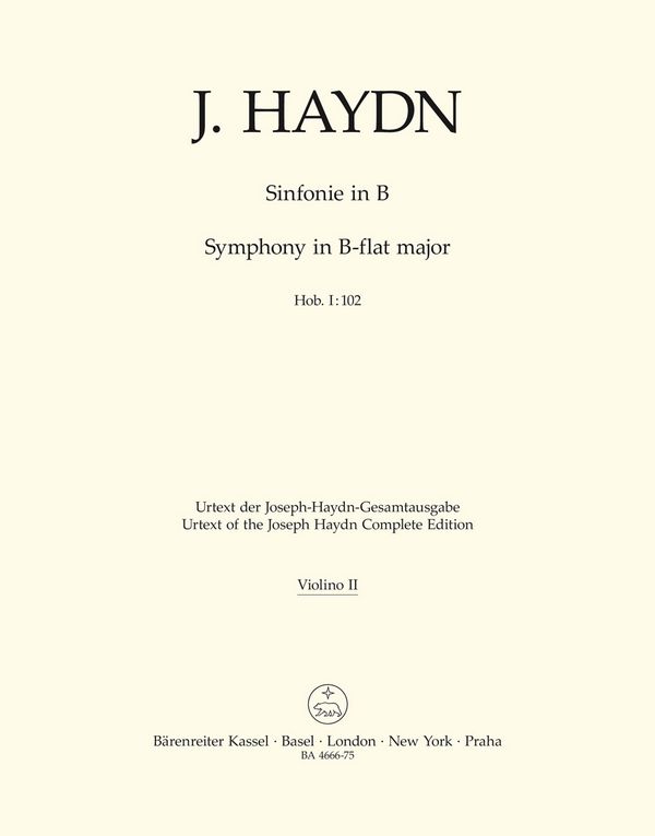 Haydn, Joseph Londoner Sinfonie&nbsp;&nbsp;: Hob.I:102&nbsp;&nbsp;Stimme(n), Urtextausgabe V2