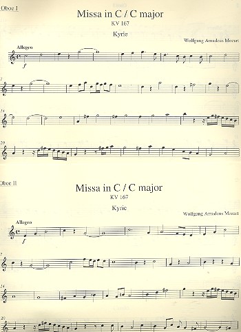 Messe C-Dur KV167&nbsp;&nbsp;für Soli, gem Chor und Orchester&nbsp;&nbsp;Harmoniestimmen