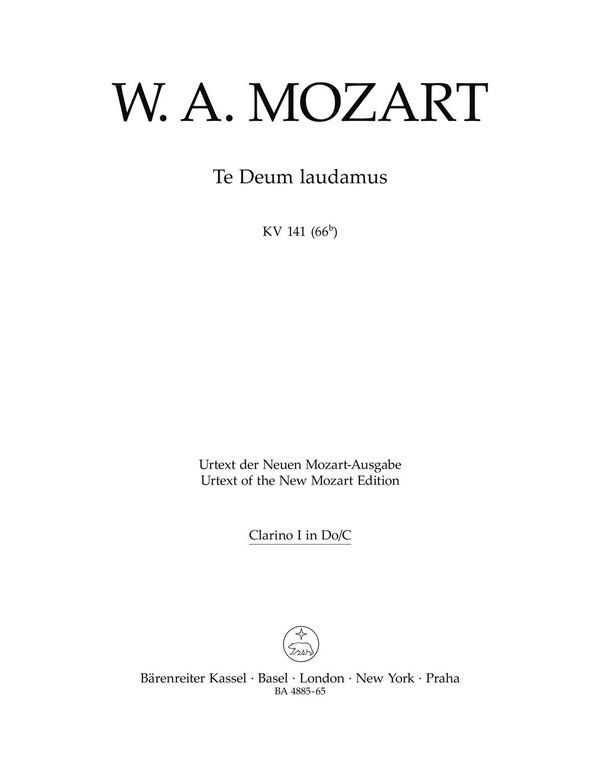 Te Deum laudamus KV141&nbsp;&nbsp;für Chor und Orchester&nbsp;&nbsp;Harmonie