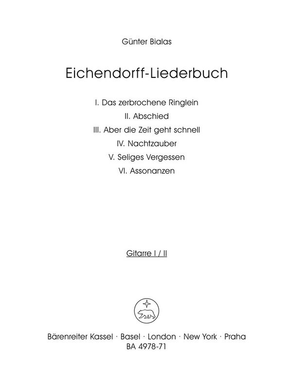 Eichendorff-Liederbuch , Teil I - VI  :  Stimme(n) 2 Git