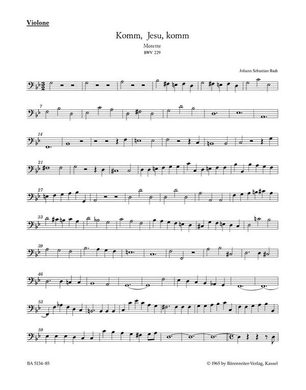 KommJesu komm&nbsp;&nbsp;für gem Chor a cappella (Instrumente ad lib)&nbsp;&nbsp;Violone/Kontrabass