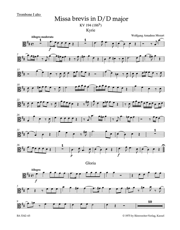 Missa brevis&nbsp;&nbsp;: KV 194 (186h)&nbsp;&nbsp;Harmoniestimmen, Urtextausgabe 3 Pos