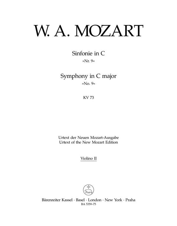 Sinfonie C-Dur Nr.9 KV73 (75a)&nbsp;&nbsp;für Orchester&nbsp;&nbsp;Violine 2