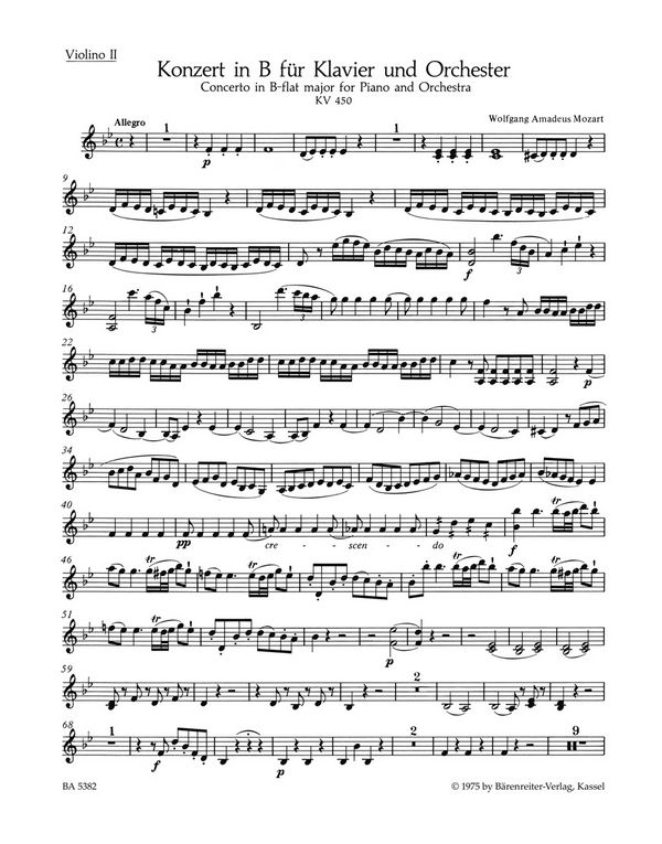 Konzert&nbsp;&nbsp;: KV 450&nbsp;&nbsp;Stimme(n), Urtextausgabe V2