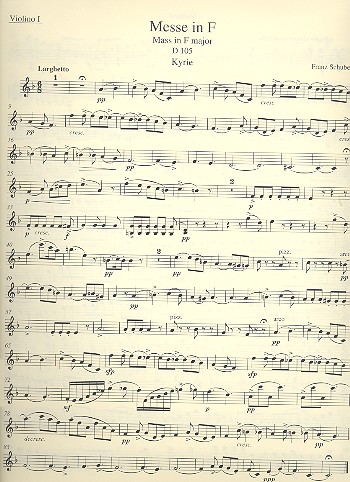 Messe F-Dur D105&nbsp;&nbsp;für Soli, gem Chor und Orchester&nbsp;&nbsp;Violine 1