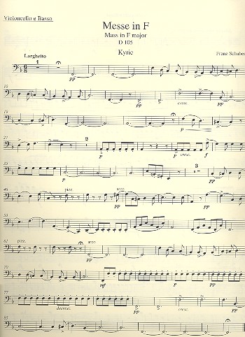 Messe F-Dur D105&nbsp;&nbsp;für Soli, gem Chor und Orchester&nbsp;&nbsp;Violoncello/Kontrabass
