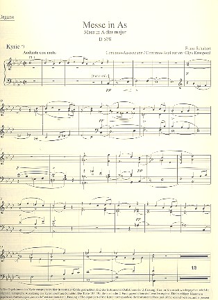 Messe As-Dur D678 2. Fassung&nbsp;&nbsp;für Soli, gem Chor und Orchester&nbsp;&nbsp;Orgel
