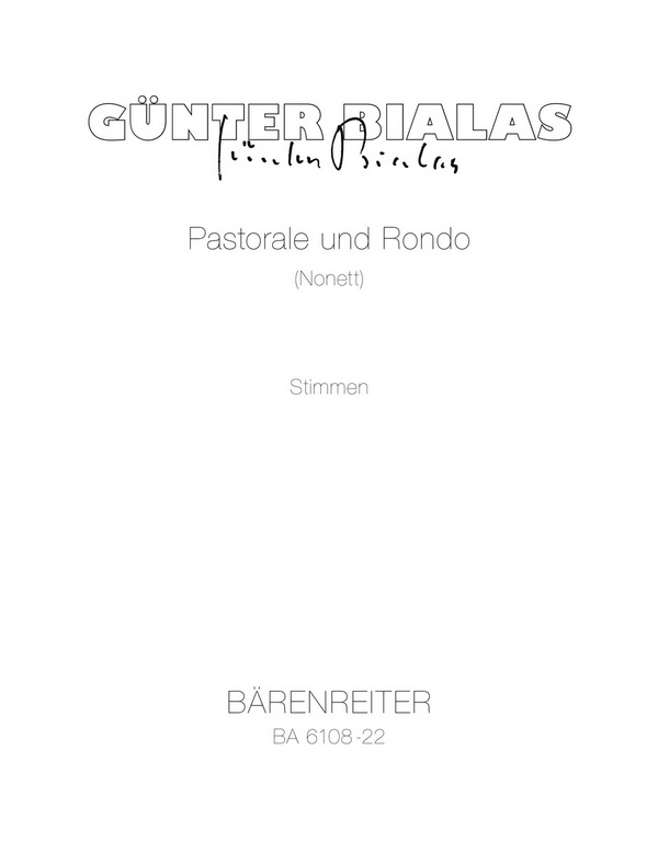 Pastorale und Rondo  Nonett  Stimmensatz Ob/Klar/Fag/Hn/2 V/Va/Vc/KB