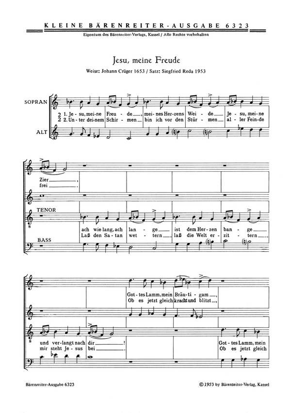 Jesu meine Freude - Wenn wir in höchsten Nöten sein  Zwei geistliche Liedsätze  Chorpartitur Gemch / SAB/Gemch / SATB