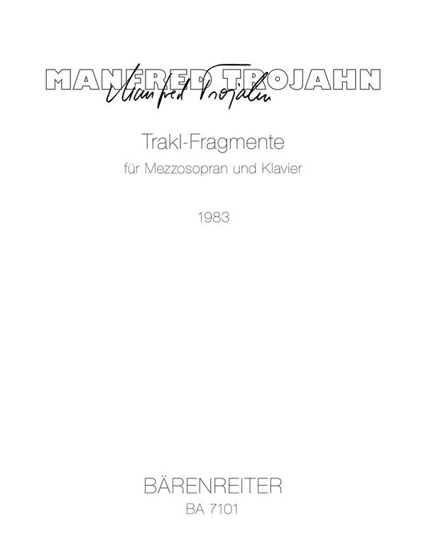 Trakl-Fragment  :  Spielpartitur(en), Singpartitur Mez/Klav