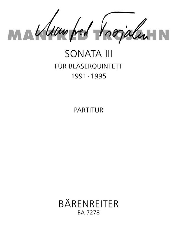 Sonata III  Bläserquintett  Partitur Fl/Ob/Klar/Hn/Fag