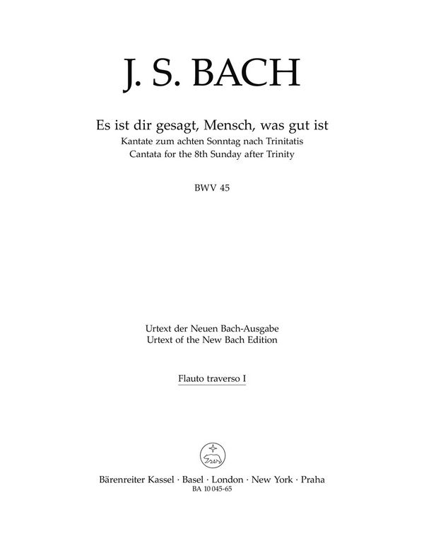 Es ist dir gesagt Mensch was gut ist&nbsp;&nbsp;Kantate Nr.45 BWV45&nbsp;&nbsp;Harmonie
