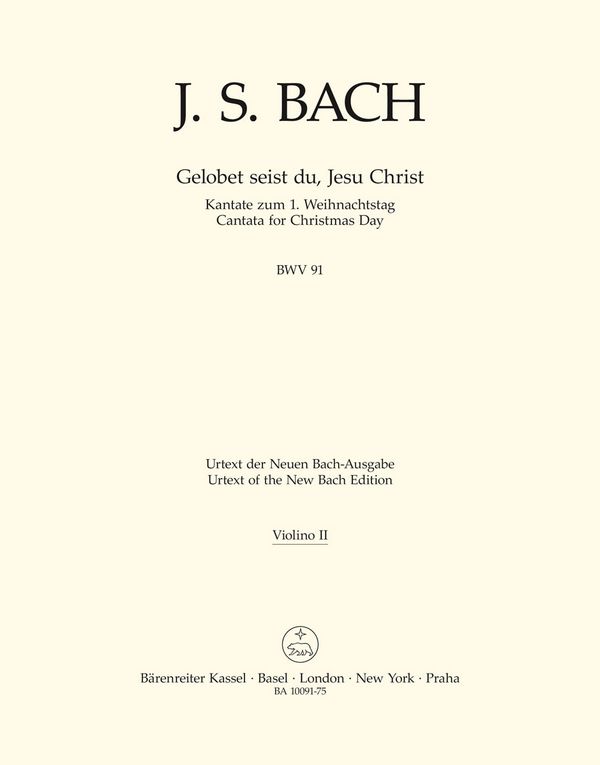 Gelobet seist du, Jesu Christ&nbsp;&nbsp;Kantate Nr.91 BWV91&nbsp;&nbsp;Violine 2