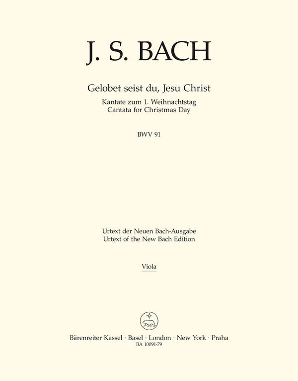 Gelobet seist du, Jesu Christ&nbsp;&nbsp;Kantate Nr.91 BWV91&nbsp;&nbsp;Viola