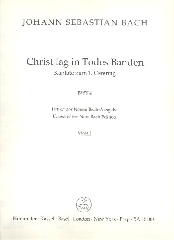 Christ lag in Todesbanden&nbsp;&nbsp;Kantate Nr.4 BWV4&nbsp;&nbsp;Viola 1
