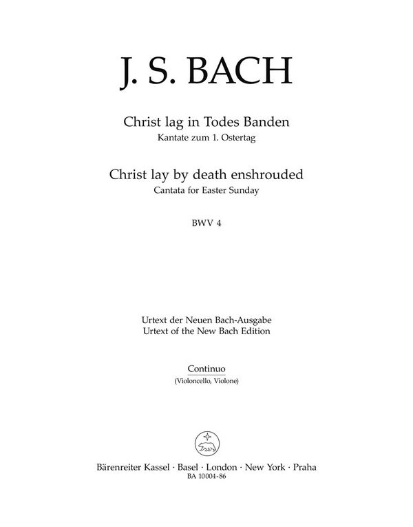 Christ lag in Todesbanden&nbsp;&nbsp;Kantate Nr.4 BWV4&nbsp;&nbsp;Violoncello/Kontrabass/Violone