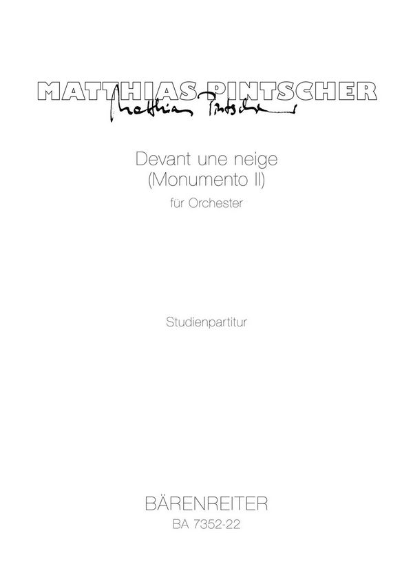 Devant une neige - Monumento II  :  Studienpartitur