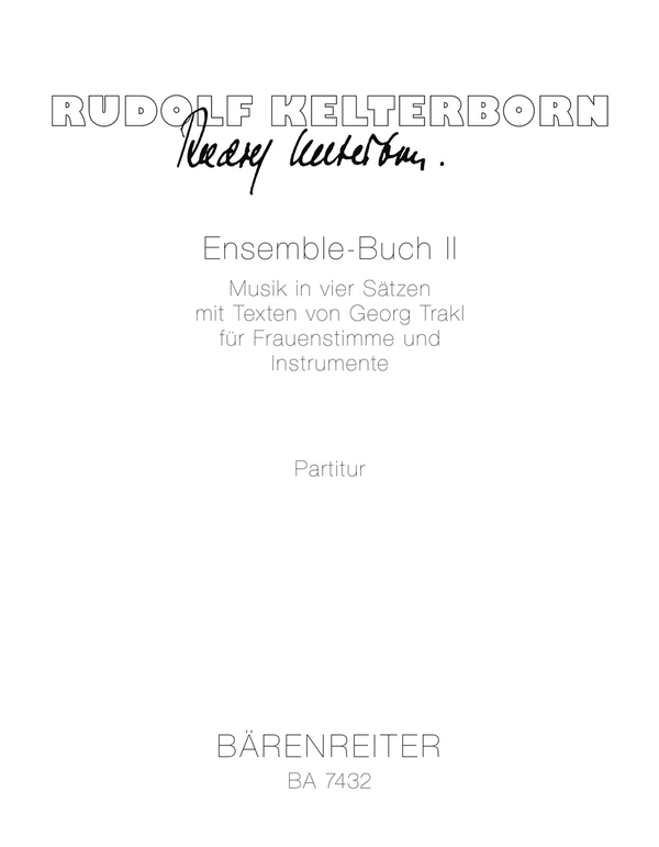 Ensemble-Buch II  Musik in vier Sätzen mit Texten von Georg Trakl  Partitur Ssolo/Orch