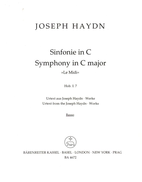 Sinfonie G-Dur Hob.I:7&nbsp;&nbsp;für Orchester&nbsp;&nbsp;Violoncello/Kontrabass