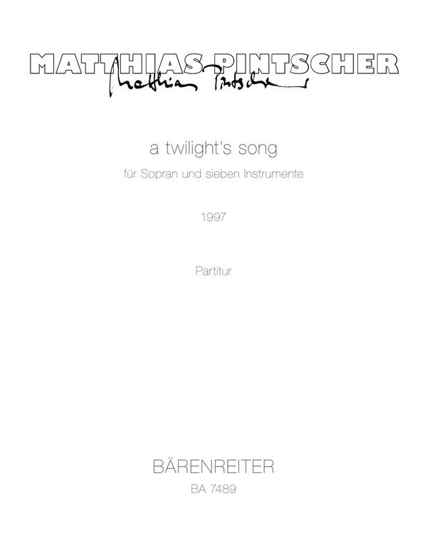 a twilight's song  :  Partitur Ssolo/Orch
