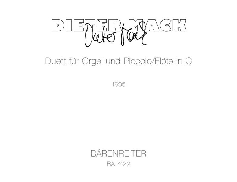 Duett&nbsp;&nbsp;:&nbsp;&nbsp;Spielpartitur(en), Stimme(n) Fl-Picc/Org