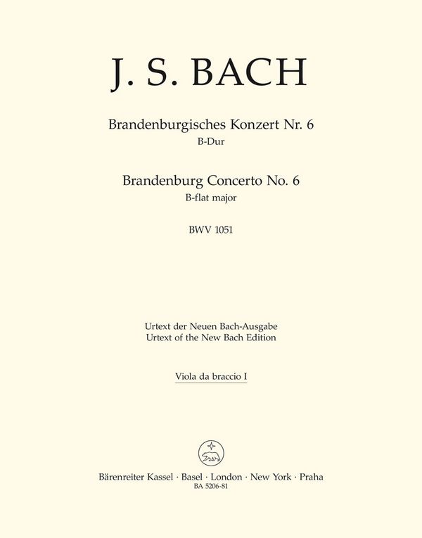 Brandenburgisches Konzert B-Dur Nr.6&nbsp;&nbsp;BWV1051 für Orchester&nbsp;&nbsp;Viola da braccio 1