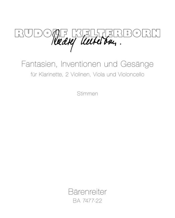 Fantasien, Inventionen und Gesänge  :  Stimmensatz Klar/2 V/Va/Vc