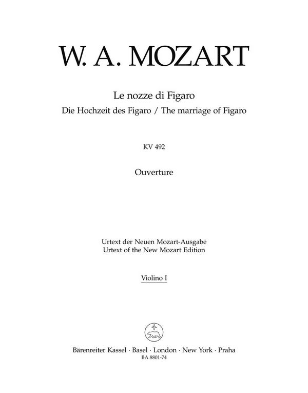 Ouvertüre zu Le nozze di Figaro KV492&nbsp;&nbsp;für Orchester&nbsp;&nbsp;Violine 1