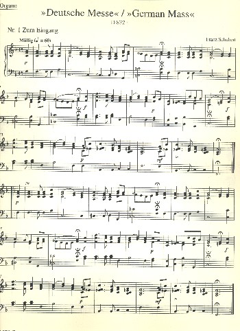 Deutsche Messe D872&nbsp;&nbsp;für gem Chor, Streicher und Bc (oder Orgel)&nbsp;&nbsp;Orgel