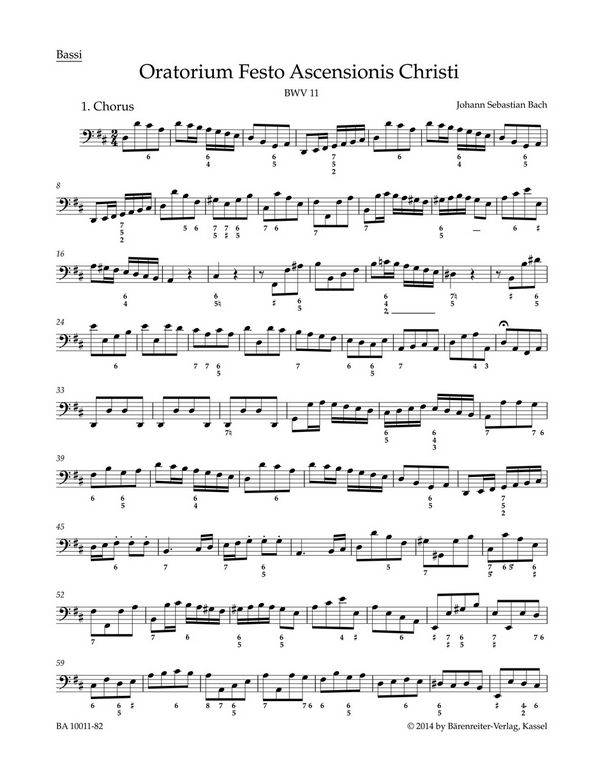 Himmelfahrts-Oratorium BWV 11&nbsp;&nbsp;für Soli, gem Chor und Orchester&nbsp;&nbsp;Bassi