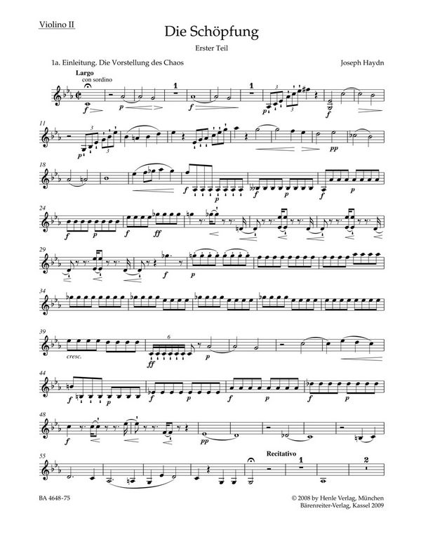 Die Schöpfung Hob.XXI:2  für Soli, gem Chor und Orchester  Violine 2