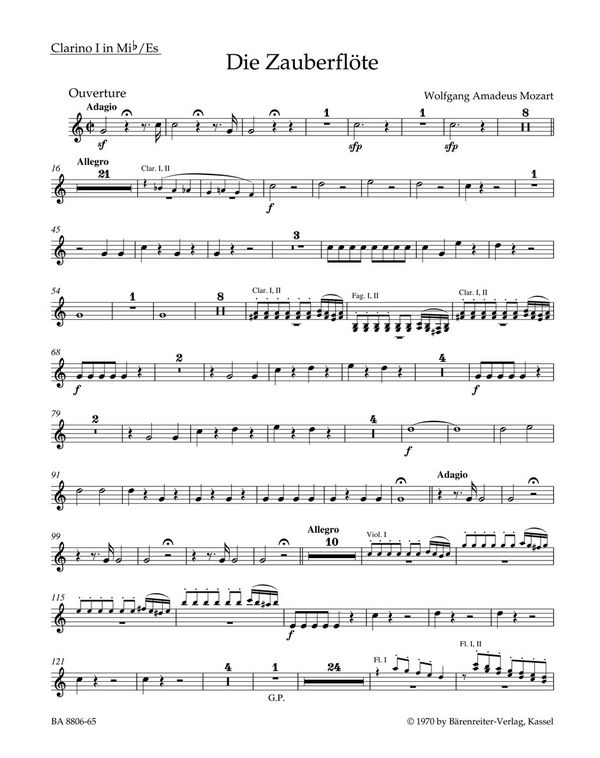 Ouvertüre zu Die Zauberflöte KV620&nbsp;&nbsp;für Orchester&nbsp;&nbsp;Harmoniestimmen