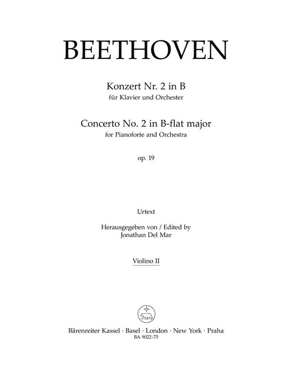 Beethoven, Ludwig van&nbsp;&nbsp;Konzert für Klavier und Orchester Nr. 2 B-Dur op. 19&nbsp;&nbsp;V2 Stimme(n)