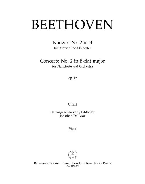 Beethoven, Ludwig van&nbsp;&nbsp;Konzert für Klavier und Orchester Nr. 2 B-Dur op. 19&nbsp;&nbsp;Va Stimme(n)